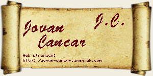 Jovan Čančar vizit kartica